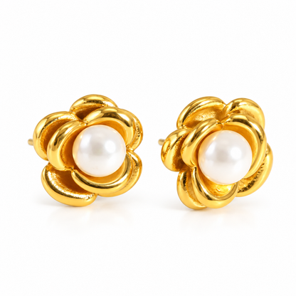 Bloom Grace Studs – Modern Floral Elegance in Timeless Gold