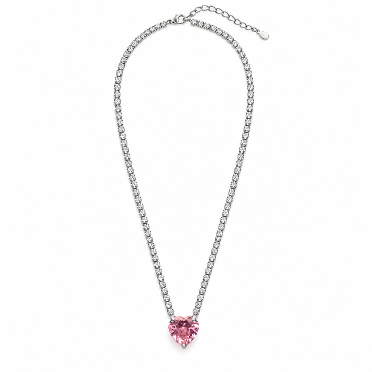 Blush Heart Tennis Necklace