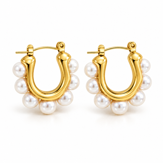 Cascade pearl hoops