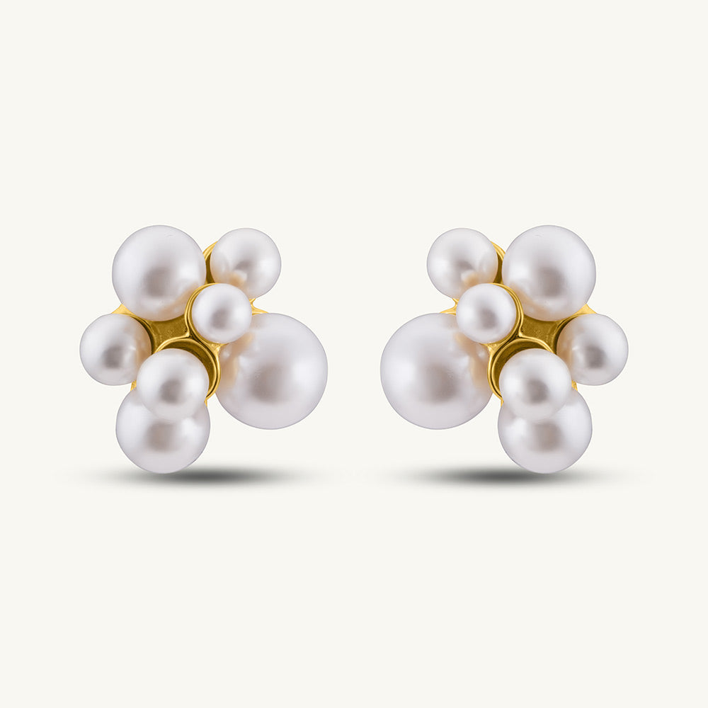 Close-up detailing of Cluster Pearl Earrings