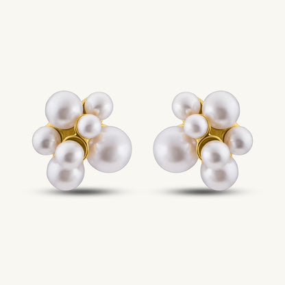 Close-up detailing of Cluster Pearl Earrings