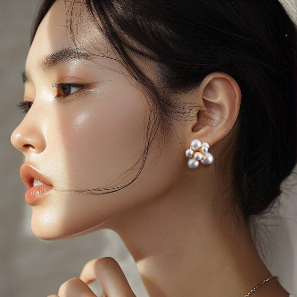 Multi-pearl cluster earrings side angle