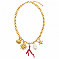 Coral charm necklace