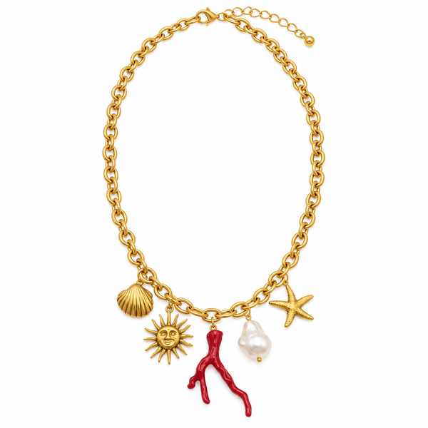 Coral charm necklace