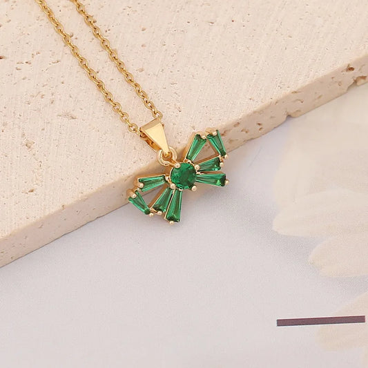Emerald Grace Bow Necklace