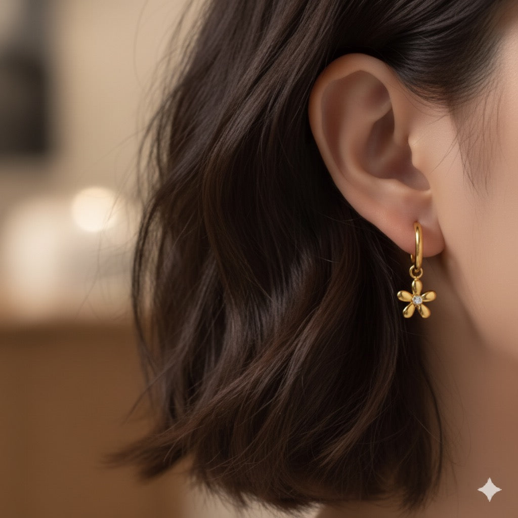 Delicate Floral Huggies for Women