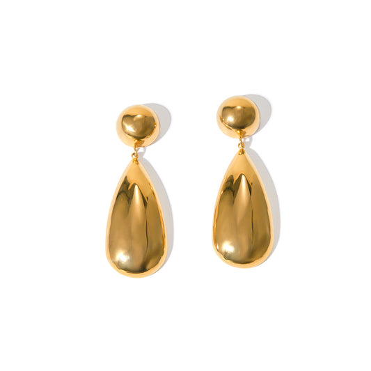 Gold Water Drop Earrings front view