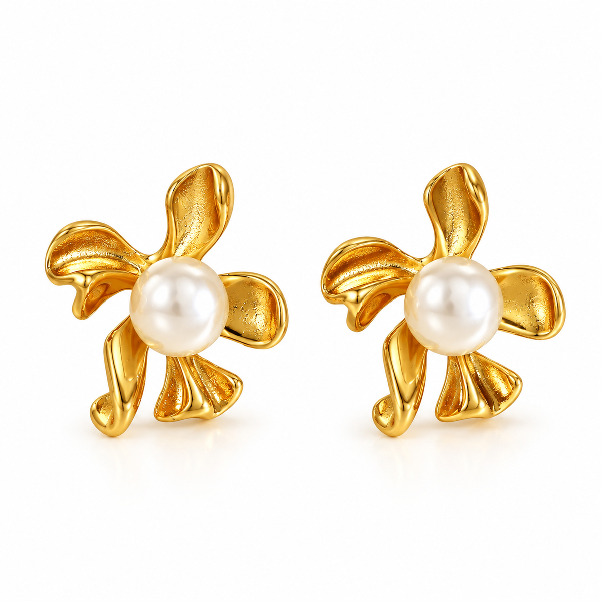 Golden Bloom Pearls – Luxe Floral-Inspired Pearl Earrings