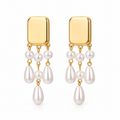 Golden Frame Pearls Earrings – Modern Sculpted Pearl Drop Luxury Earrings