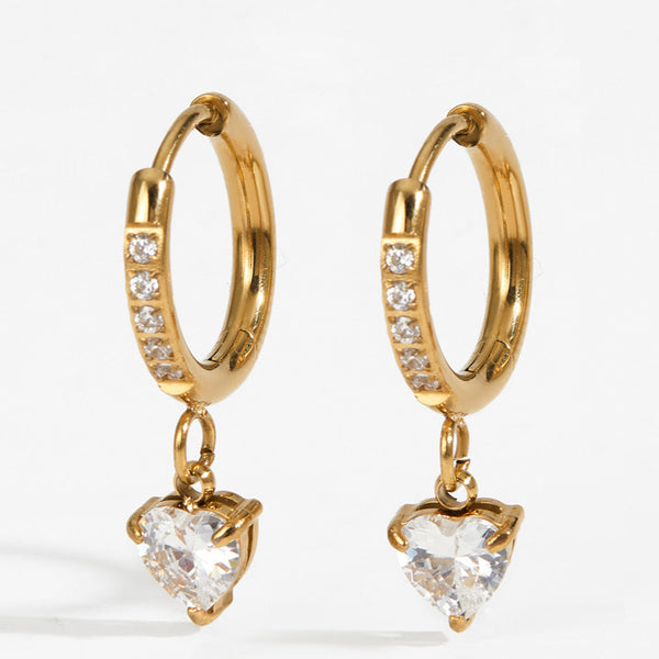 Heart Drop earrings gold front view