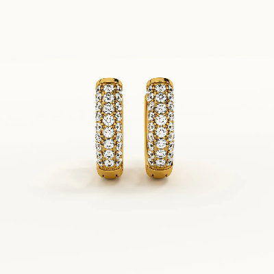 Close-Up Detail of Luna Pavé Gold Huggies