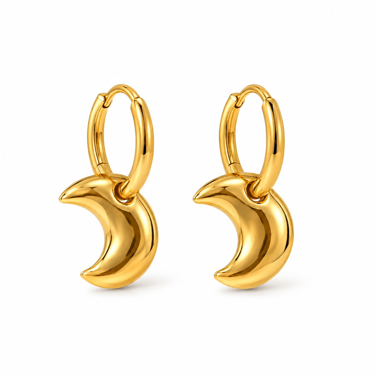 Mini Moon Huggie – Minimal Gold Huggie Earrings for Everyday Luxury
