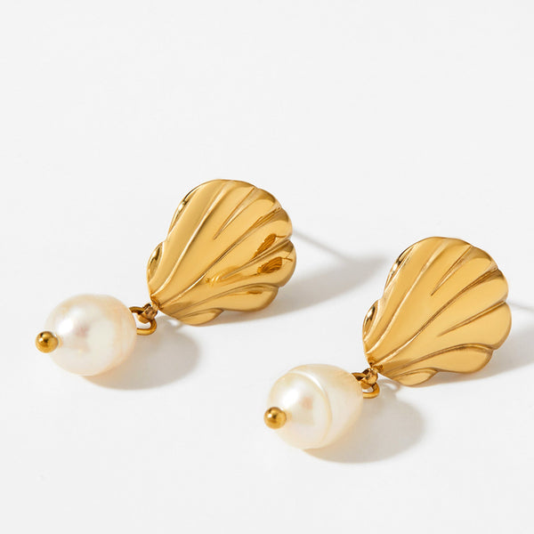 Ocean Pearl Earrings front view showcasing luminous pearls