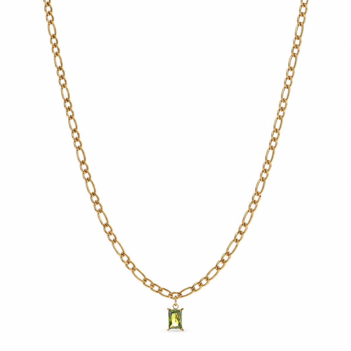Olive Luxe Necklace – Modern Emerald-Tone Pendant for Refined Contemporary Elegance