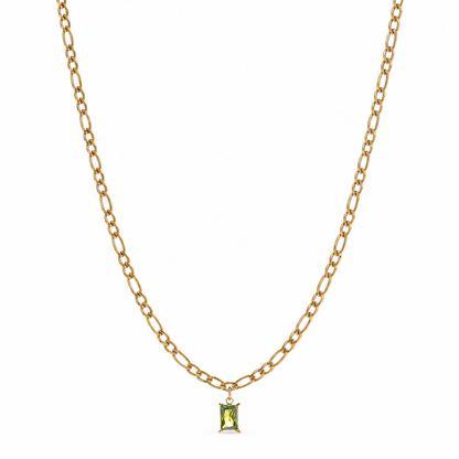 Olive Luxe Necklace – Modern Emerald-Tone Pendant for Refined Contemporary Elegance