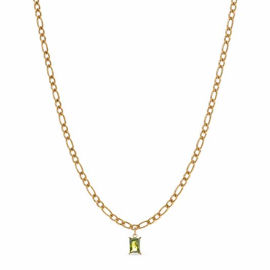 Olive Luxe Necklace – Modern Emerald-Tone Pendant for Refined Contemporary Elegance