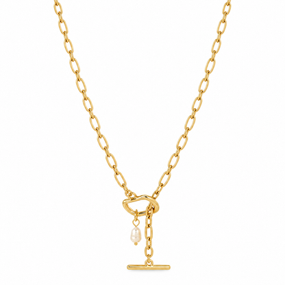 Pearl drop toggle necklace