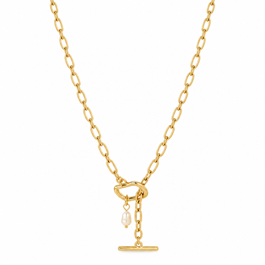 Pearl drop toggle necklace