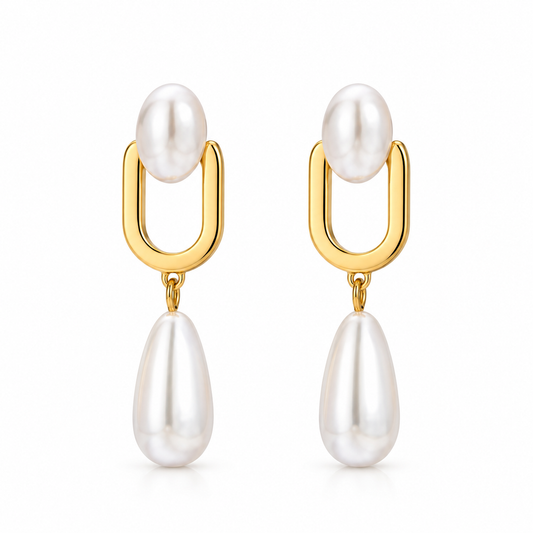 Pearl Flow Earrings – Modern Elegance with Fluid Pearl Motion