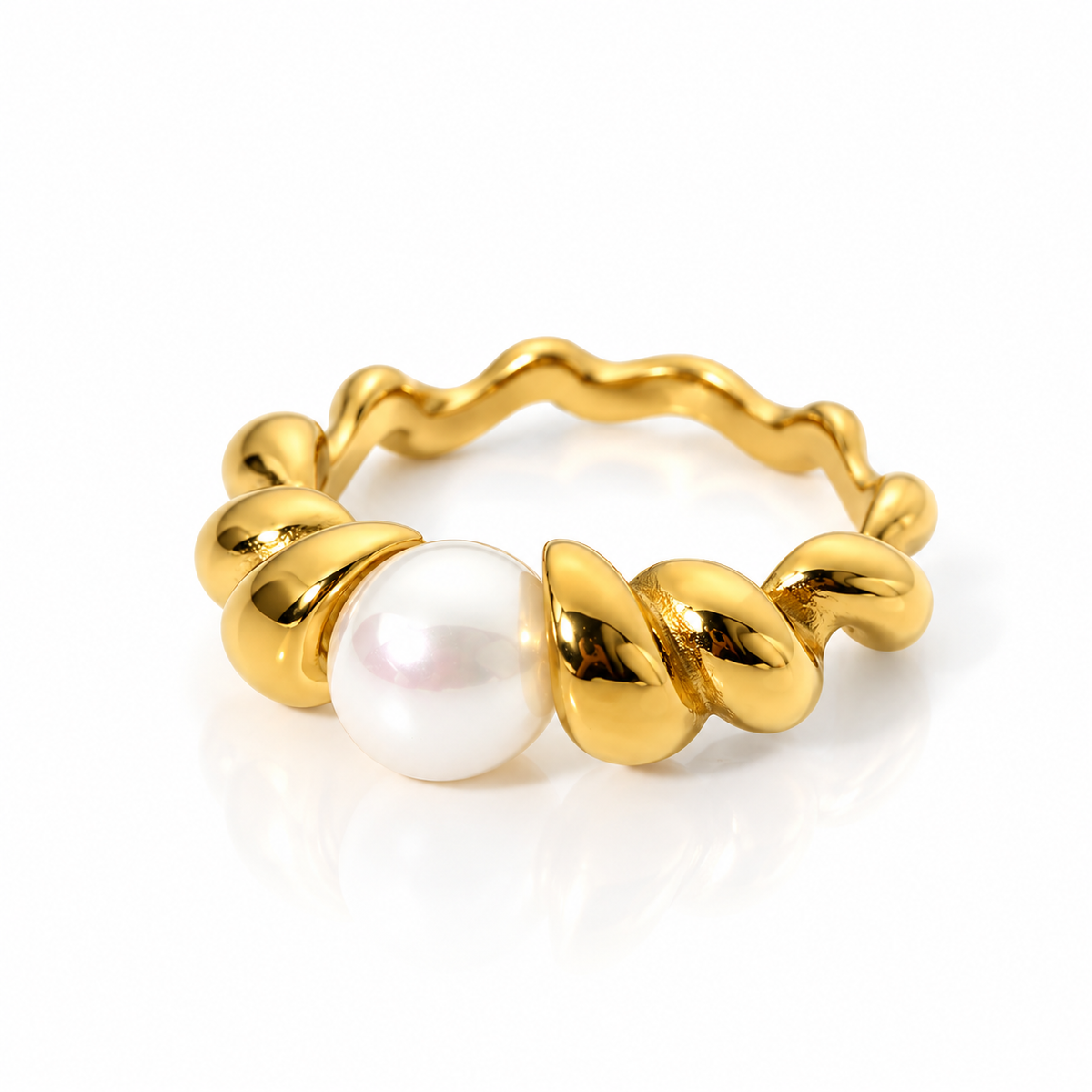 Pearl on Croissant Ring