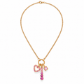 Pink Charm Cluster Necklace