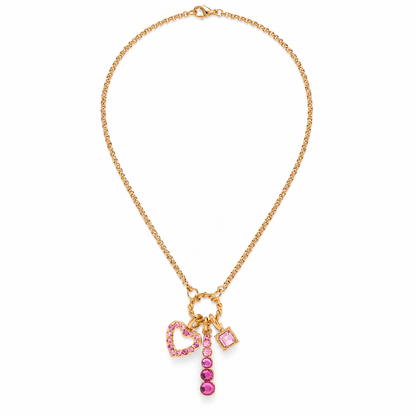 Pink Charm Cluster Necklace