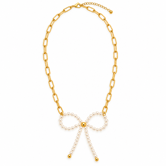 Pretty bow link necklace