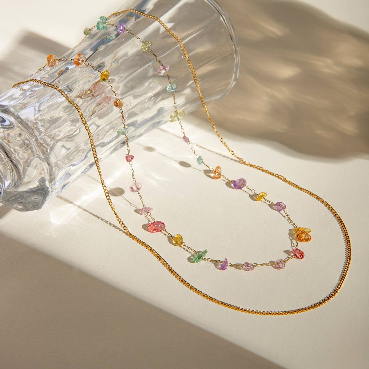 Geometric design of Prism Necklace close-up