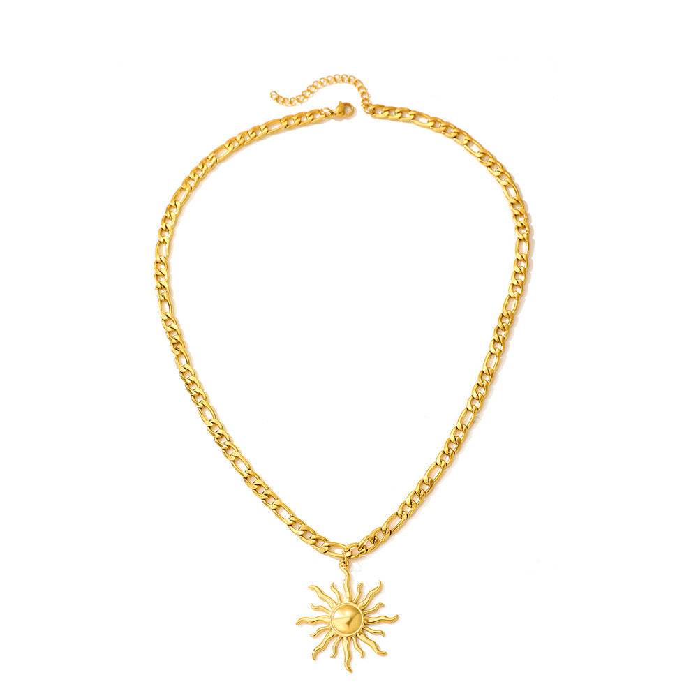 Sundial Necklace in gold with minimalist circular pendant