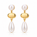 Twin Glow Pearls – Dual Pearl Gold Earrings for Modern Elegance