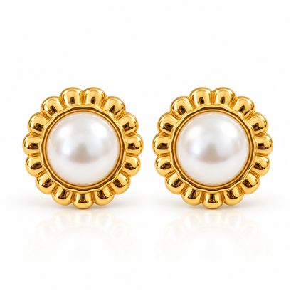 Victorian bloom pearl studs