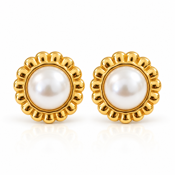 Victorian bloom pearl studs